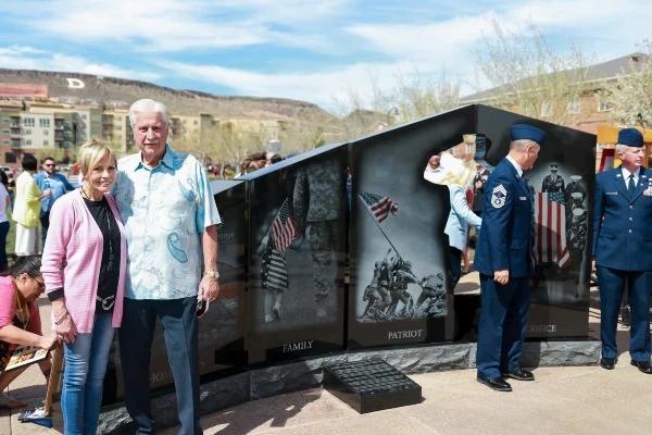 Stephen and Marcia Wade at veterans memorial