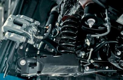 Close-up of vehicle’s suspension